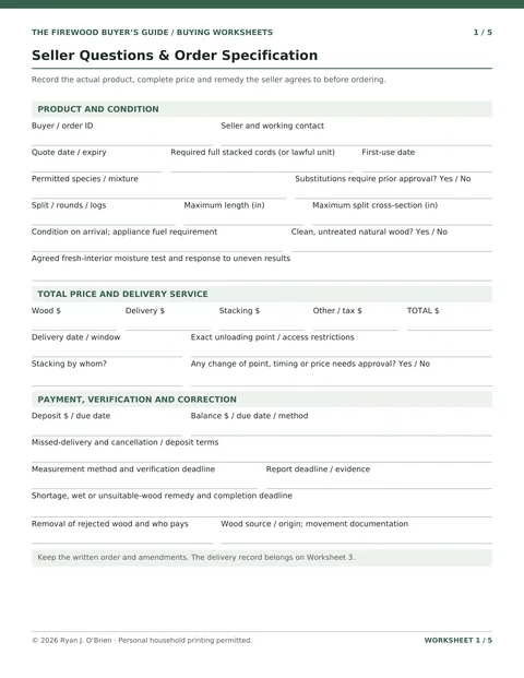 Actual page 128: Seller Questions & Order Specification