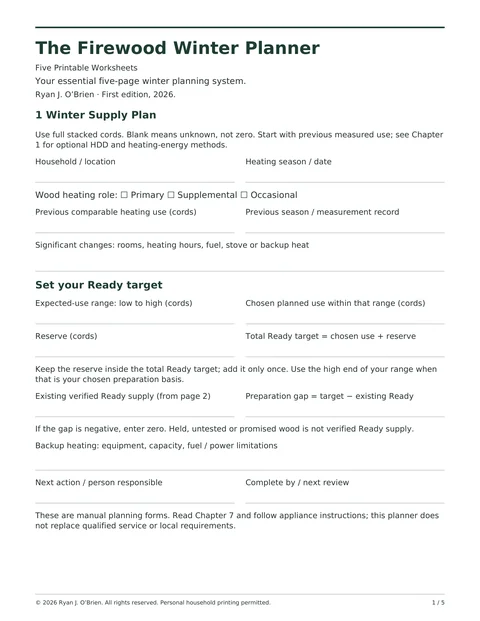 Actual page 62: Your own winter supply plan